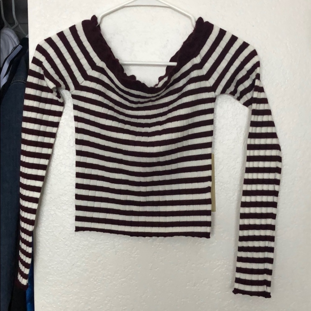 Off the shoulder long sleeve sweater